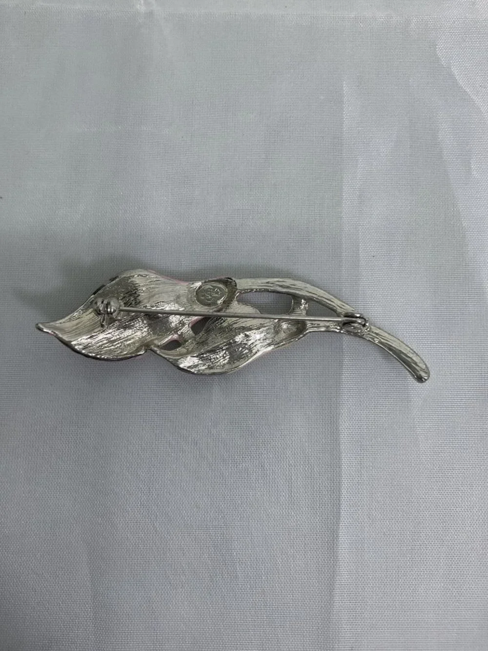 Vtg Premier Designs Calla Lily Brooch Enamel Rhinestone Coquette Fairycore 2.75